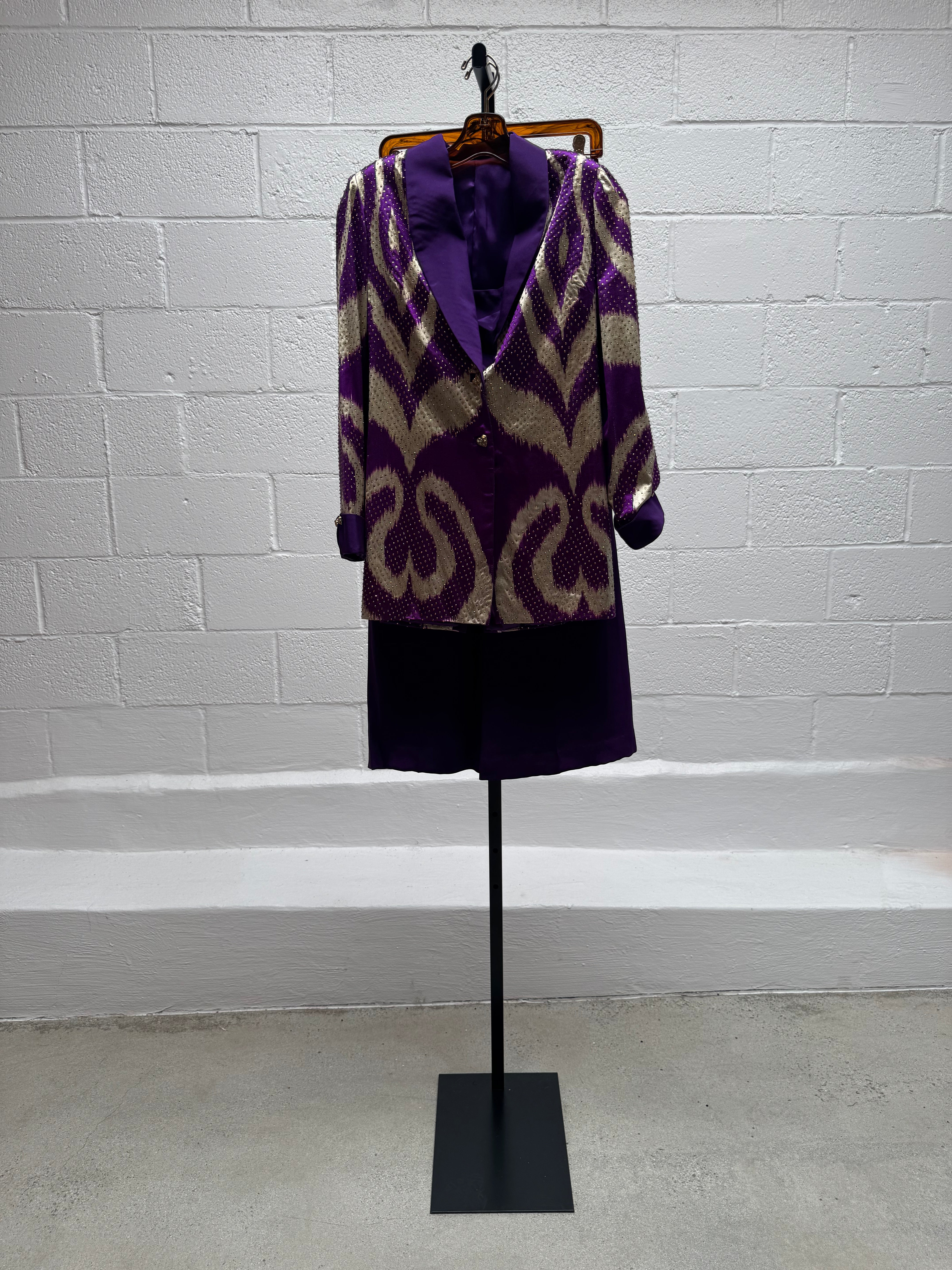 Purple and Gold Silk Suit Set