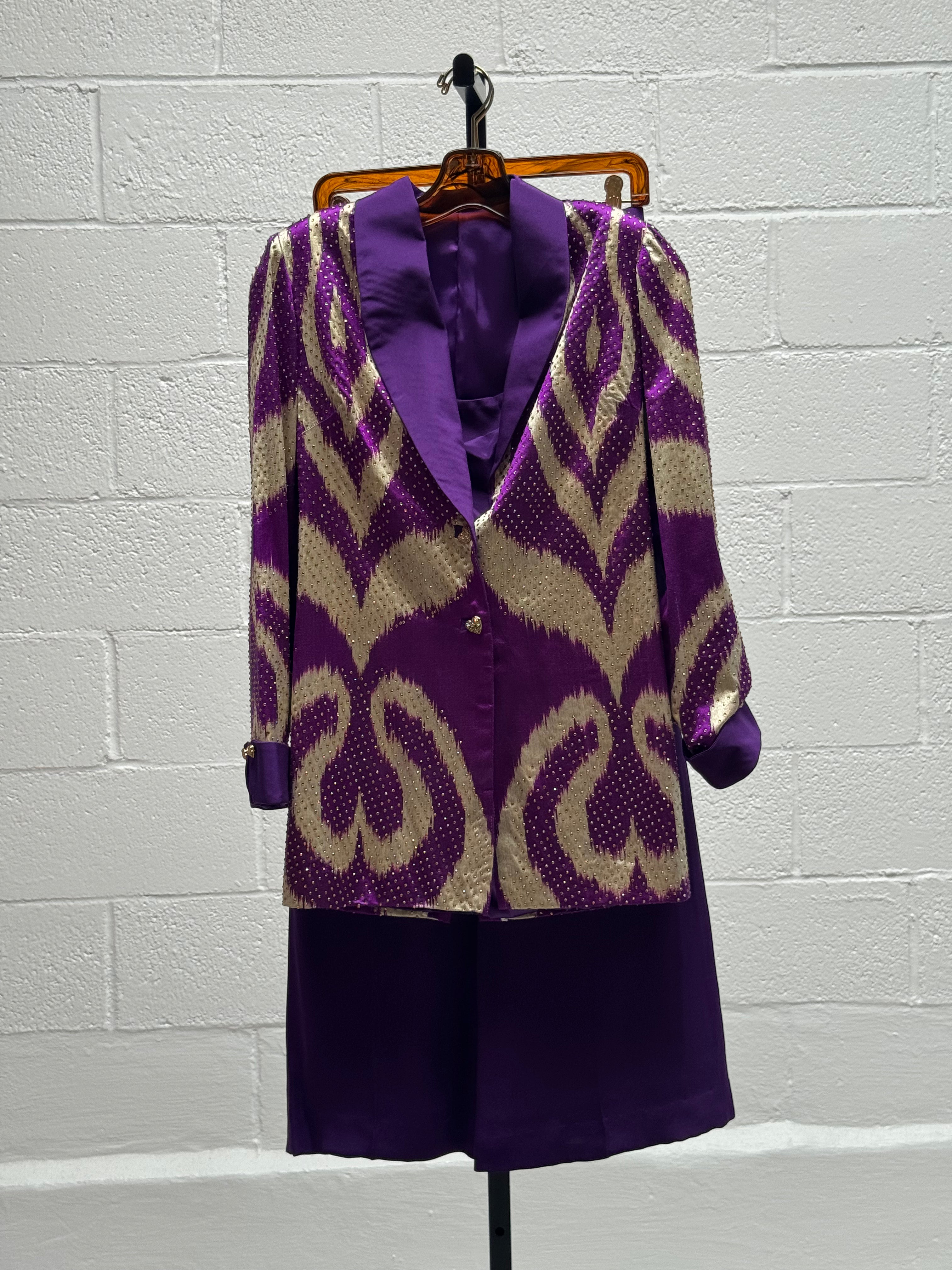 Purple and Gold Silk Suit Set