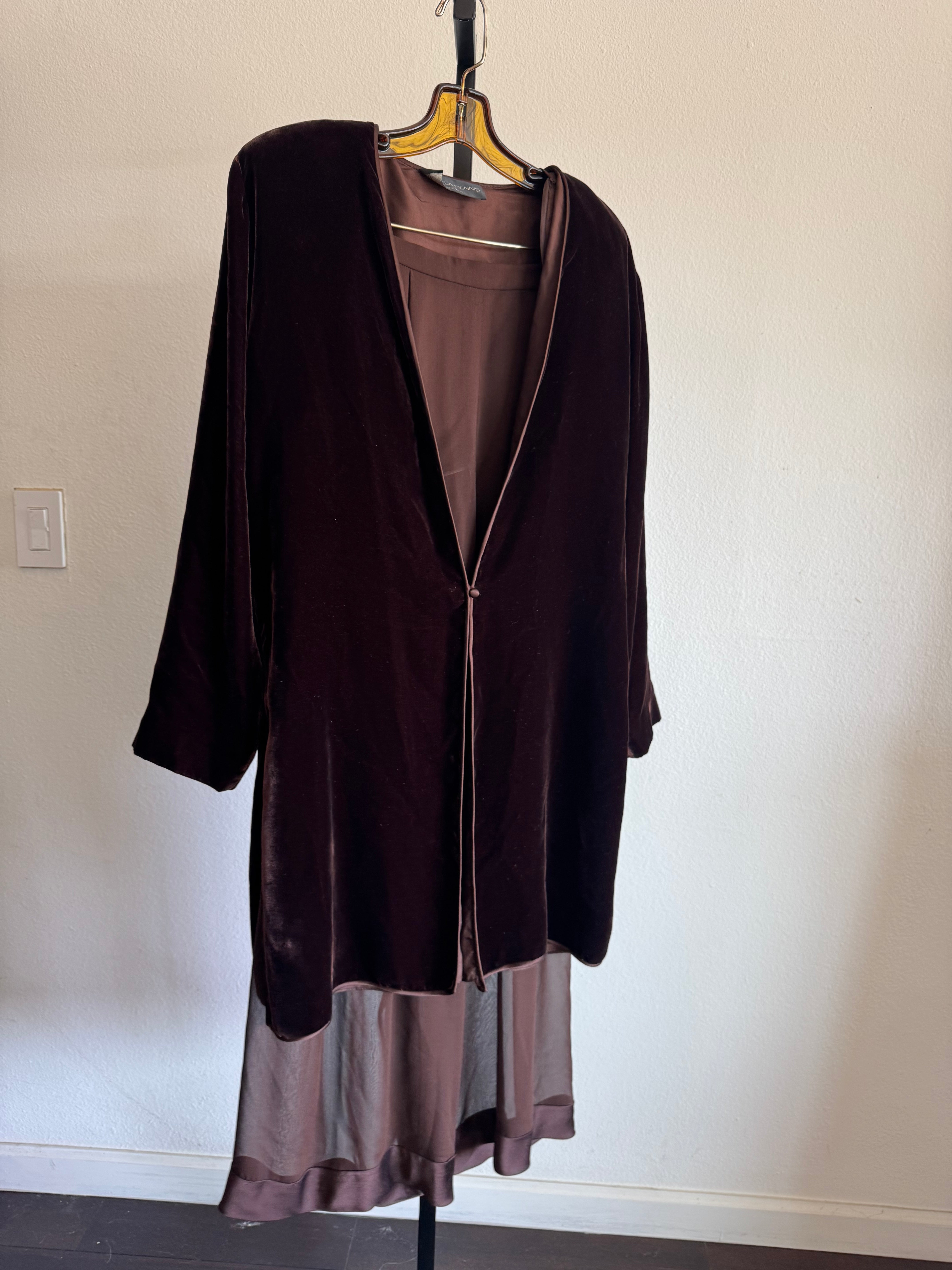 Brown Velvet Jacket with Chiffon pants
