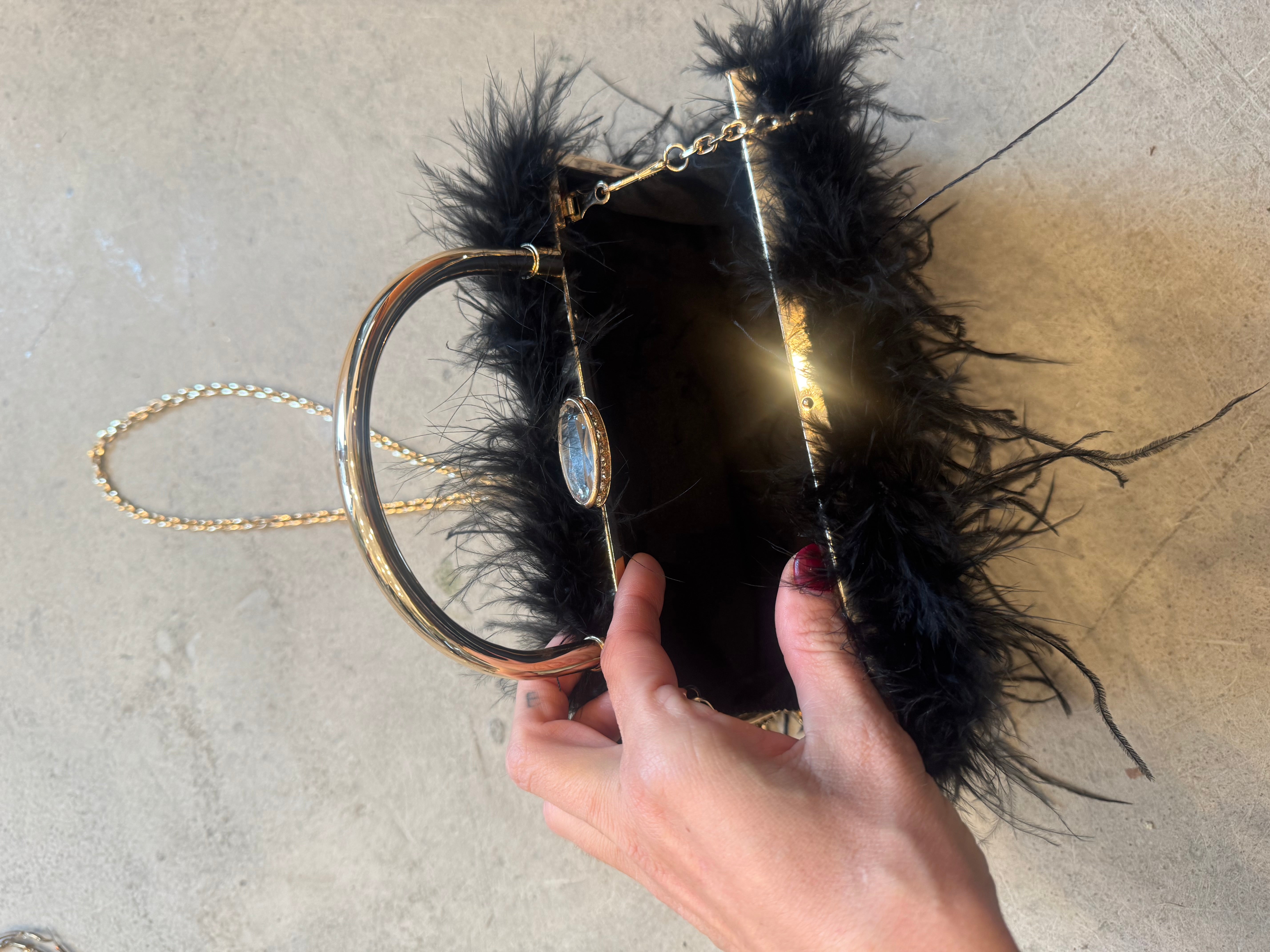 Feather Purse with Diamanté closure