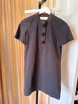 Two Tone Shift Dress with Crystal Buttons