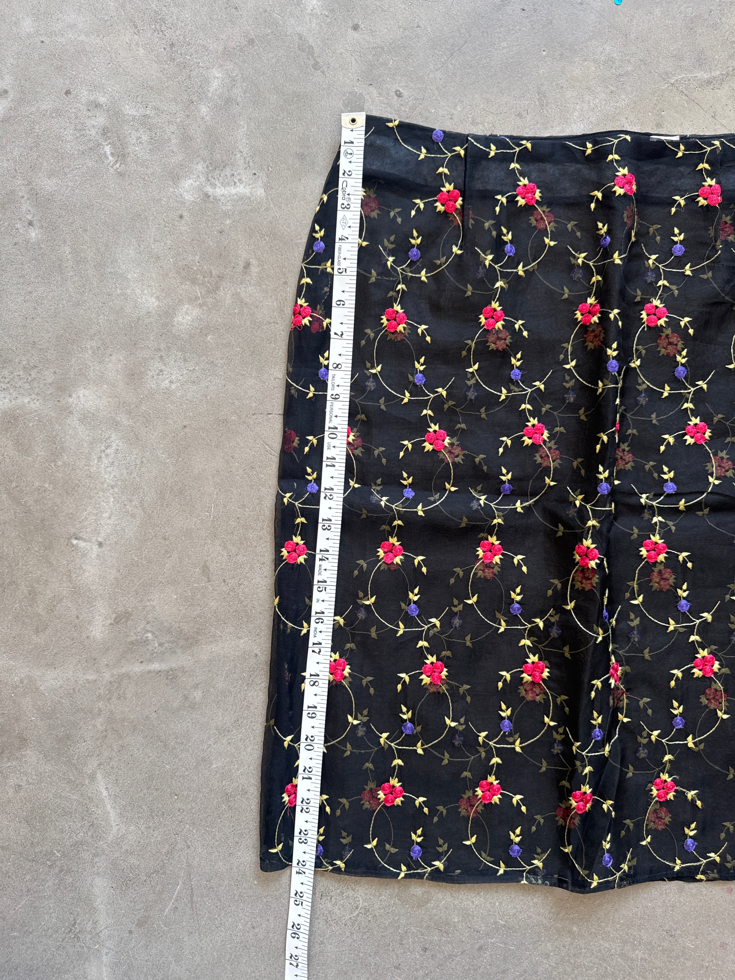 Embroidered Vintage Silk Skirt