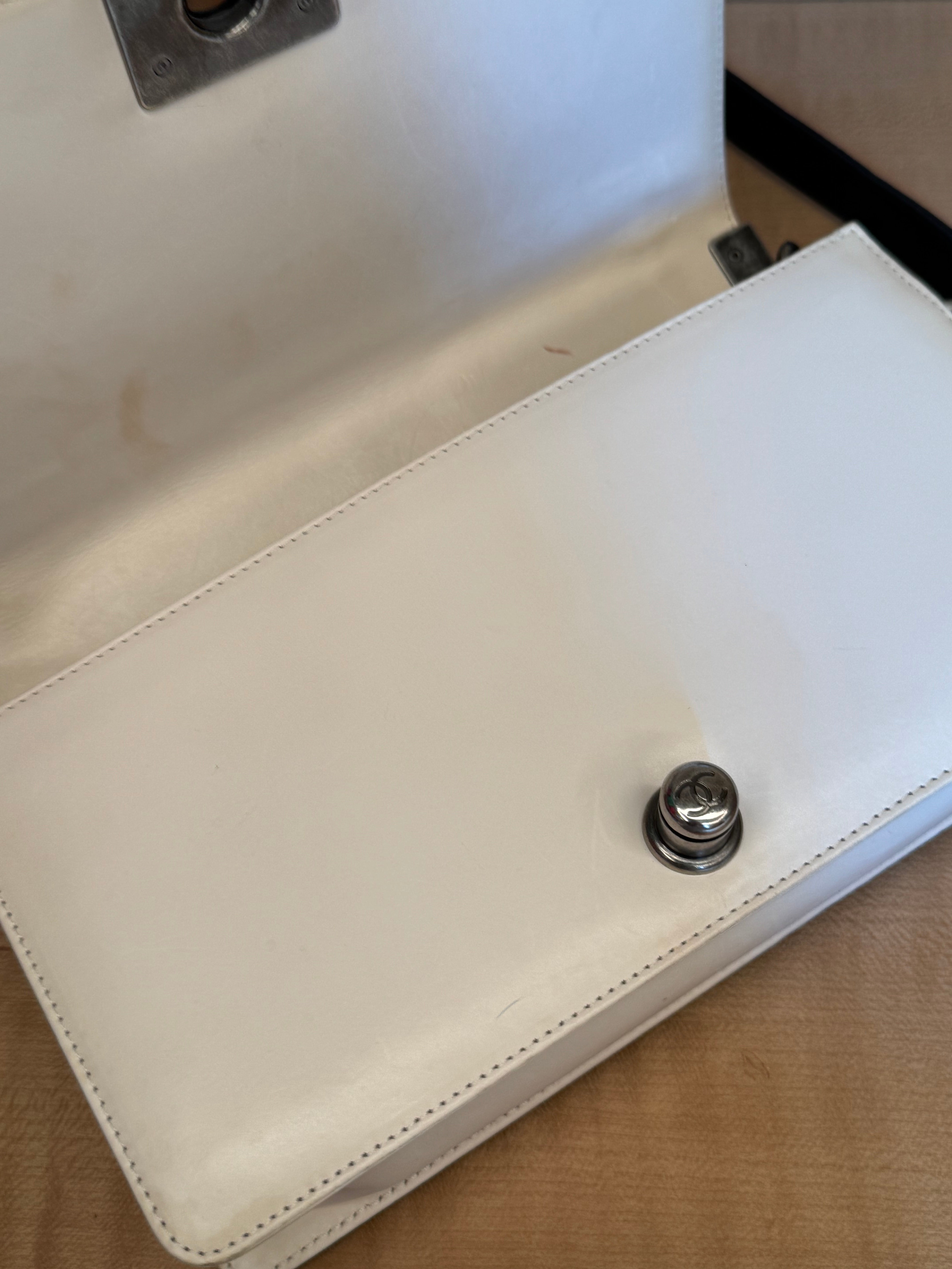 Boy Bag Two-Tone Leather with Ruthenium Hardware