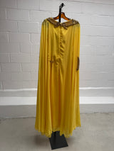 Yellow Chiffon Gown with Elaborately Beaded Bust