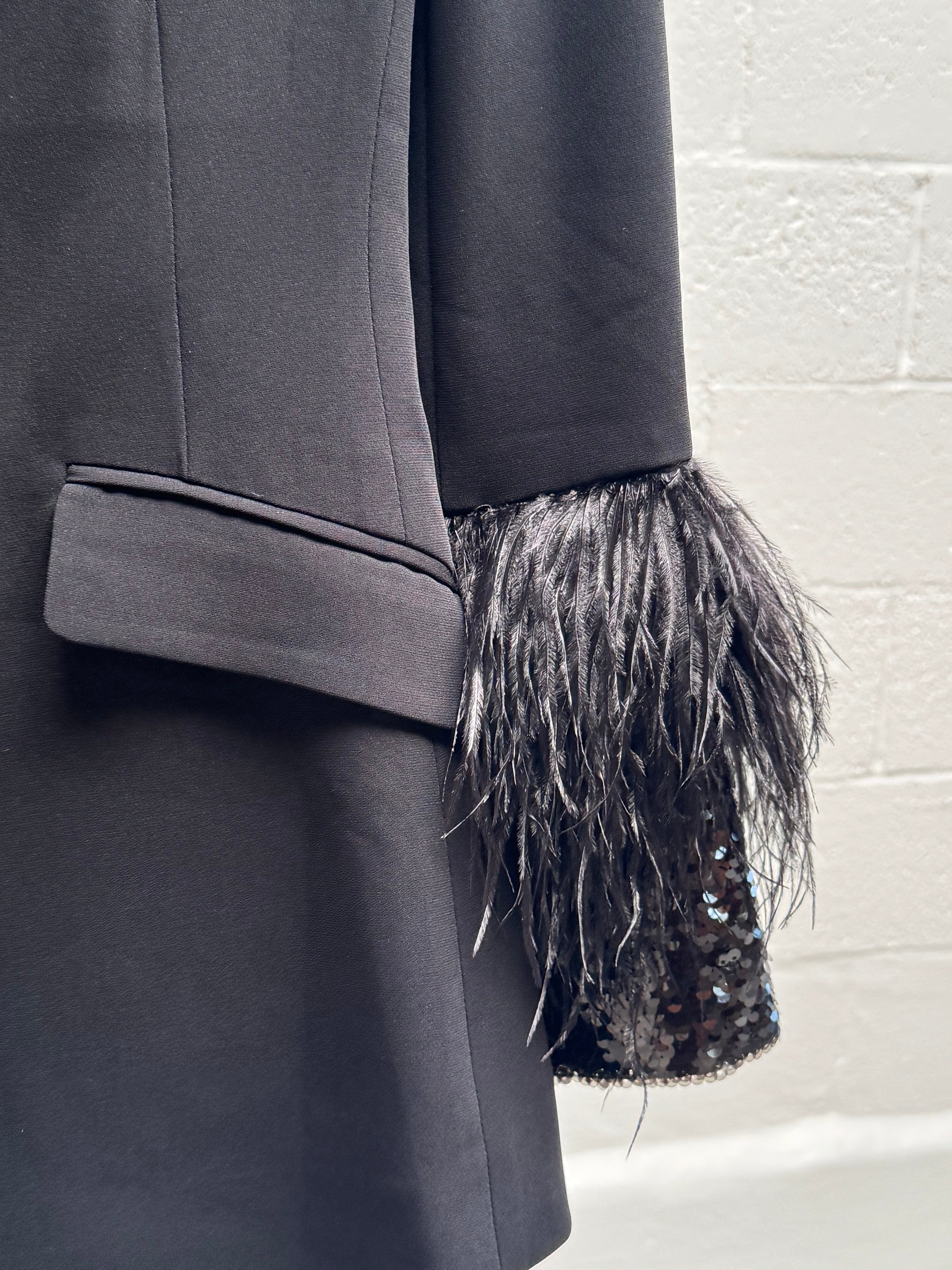 Blazer with Feather Sleeves