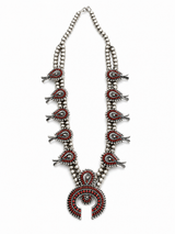 Long Silver and Red Traditional Necklace