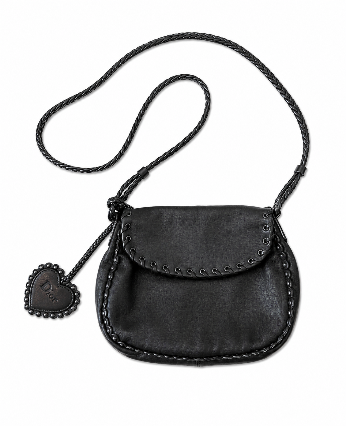 Brown Leather Bag with Dior Heart