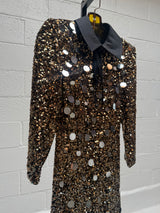 Sequins Gown with Collar