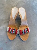 Beaded Wooden Kitten Heels