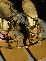 Yellow Bejeweled Sandals