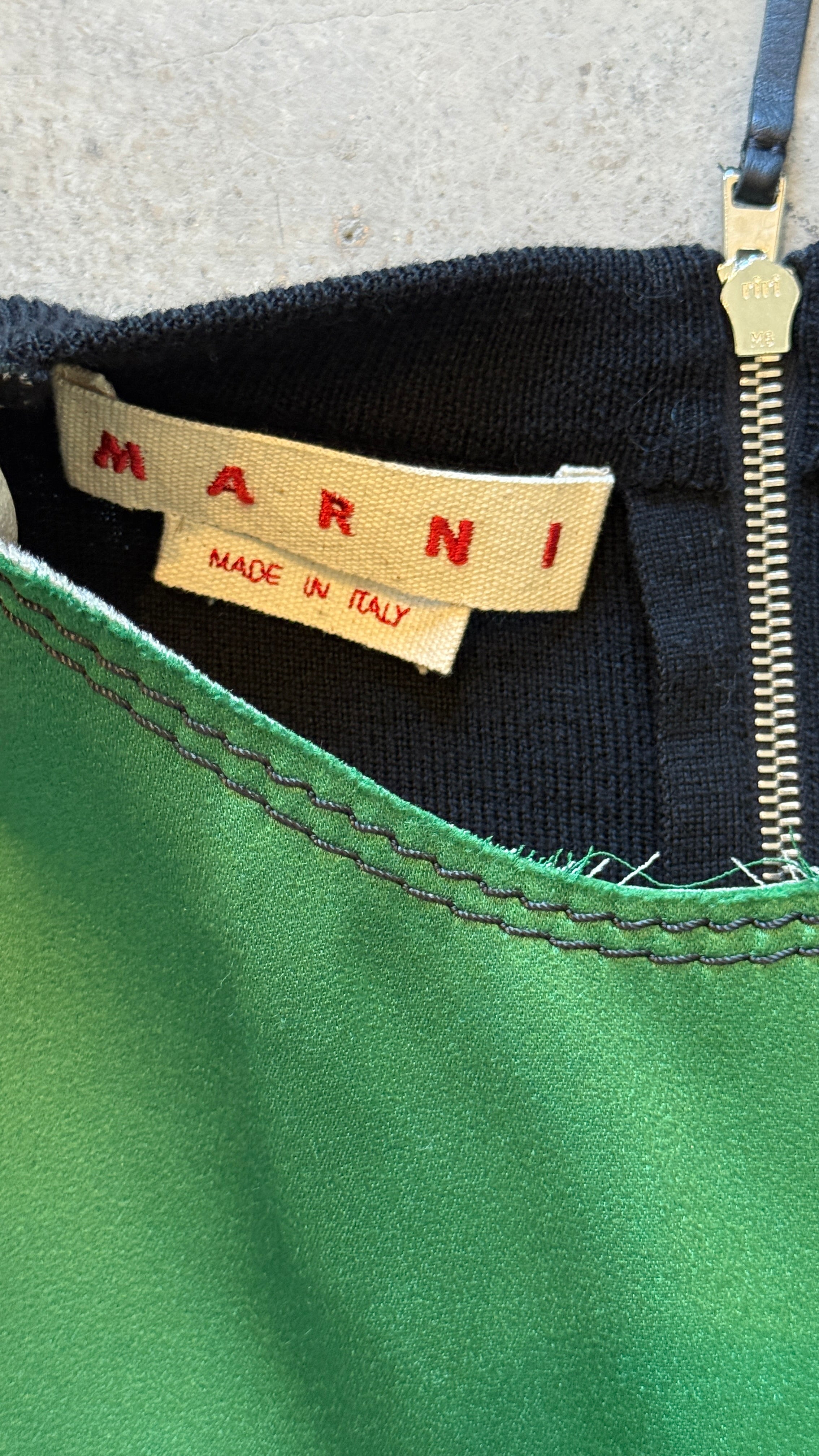 Green Silk and Knit Top