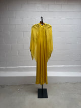 Yellow Gown with Wing Sequin Sleeves