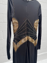 Black gown with Gold Beaded Detailing