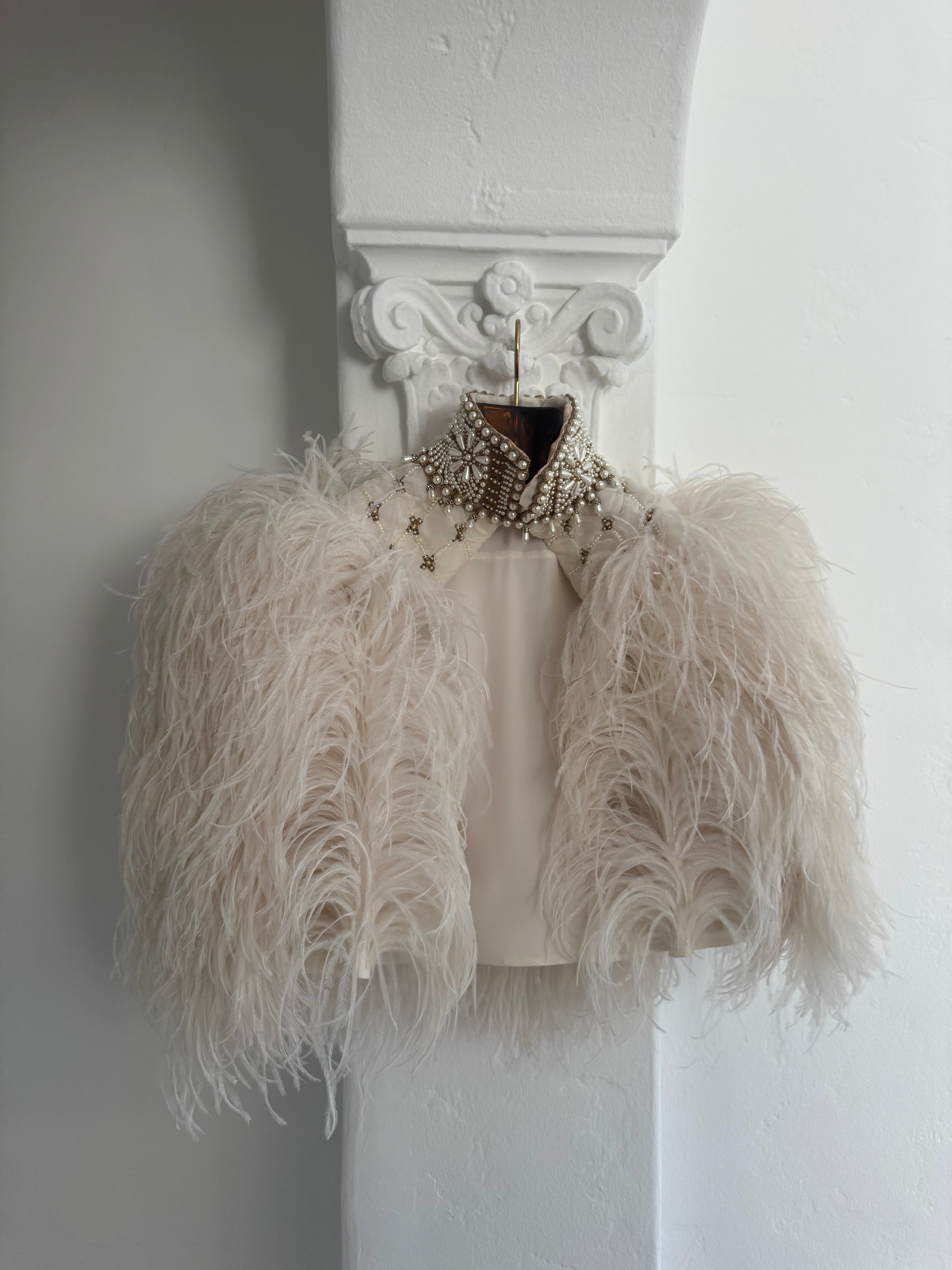 Ostrich Feather Cape with Beading