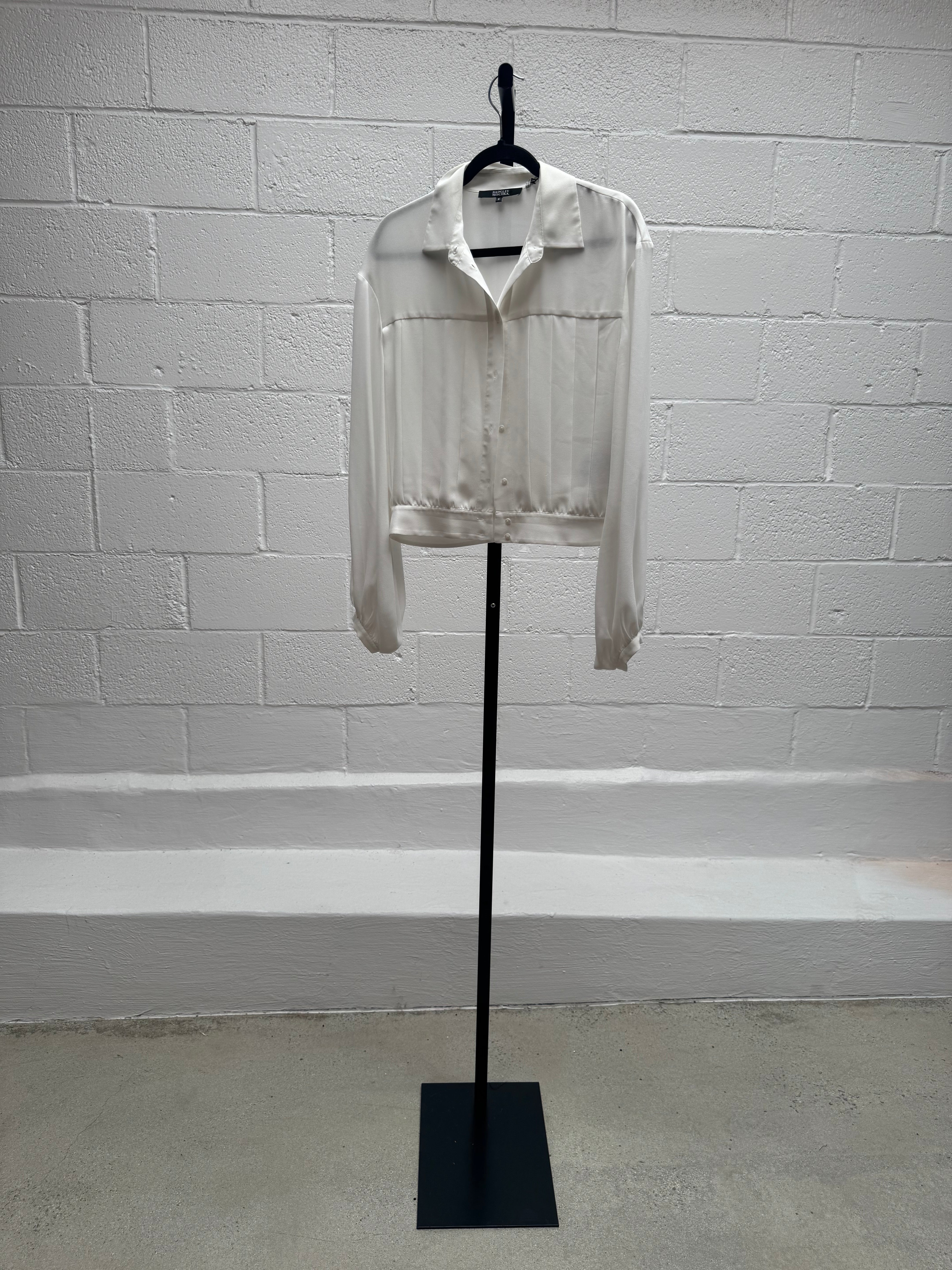 White Silk pleated shirt