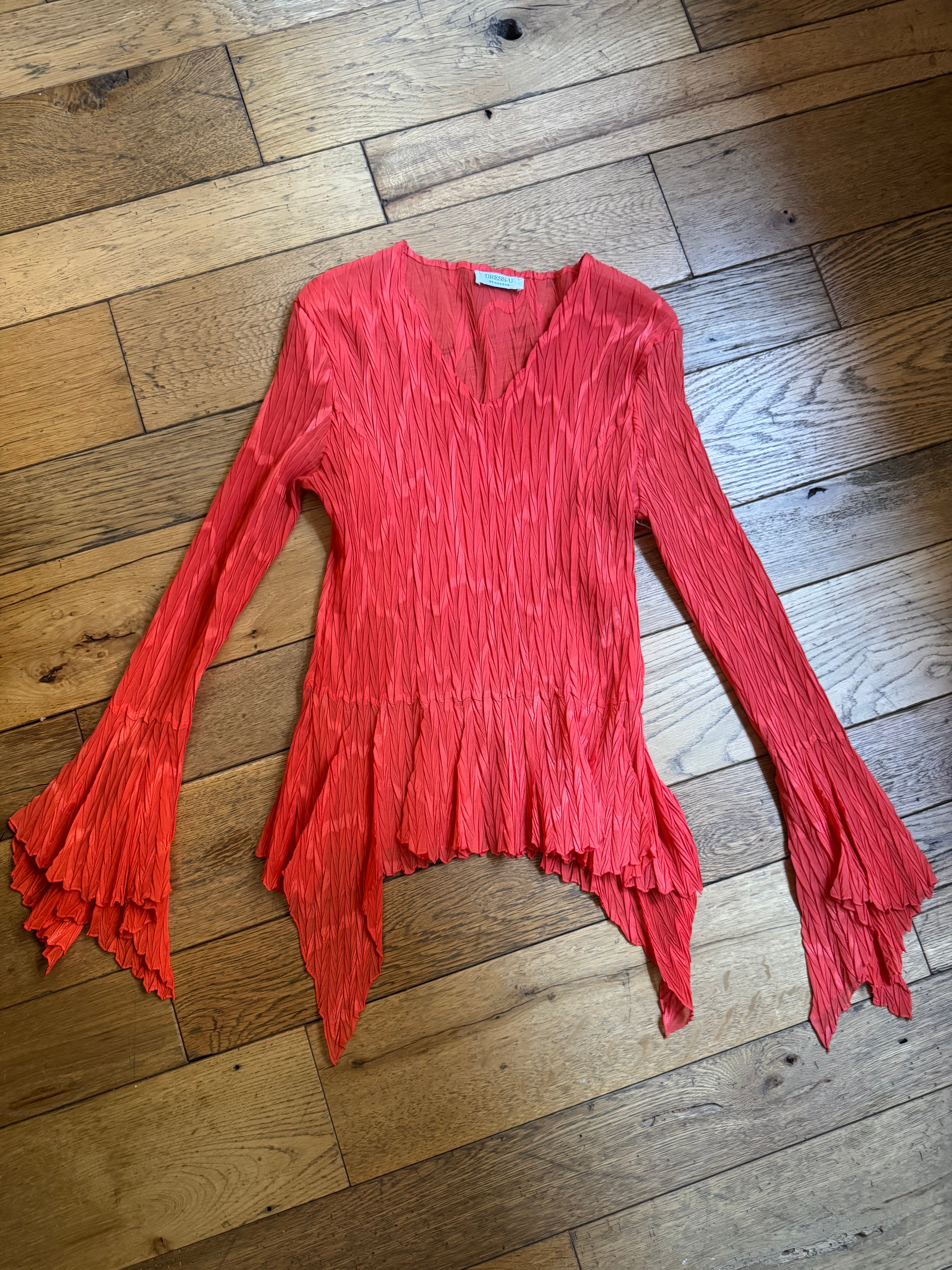 Crinkle Bell Sleeve Top