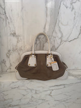 Vintage Prada 2000s Brown & Cream Jacquard Logo bag
