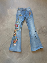 Embroidered Bell Bottom Jeans