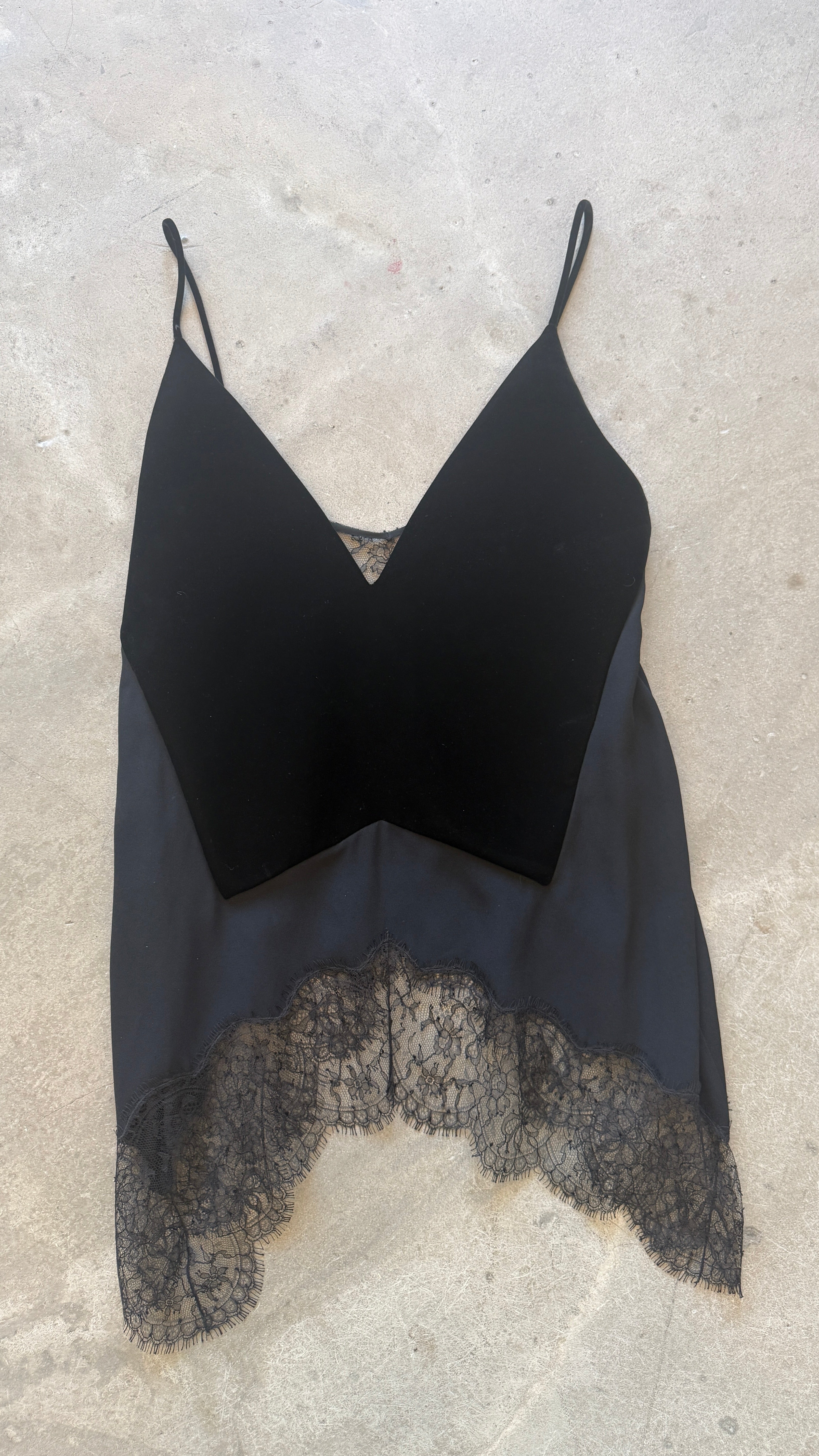 Velvet and Lace V-Neck Cami