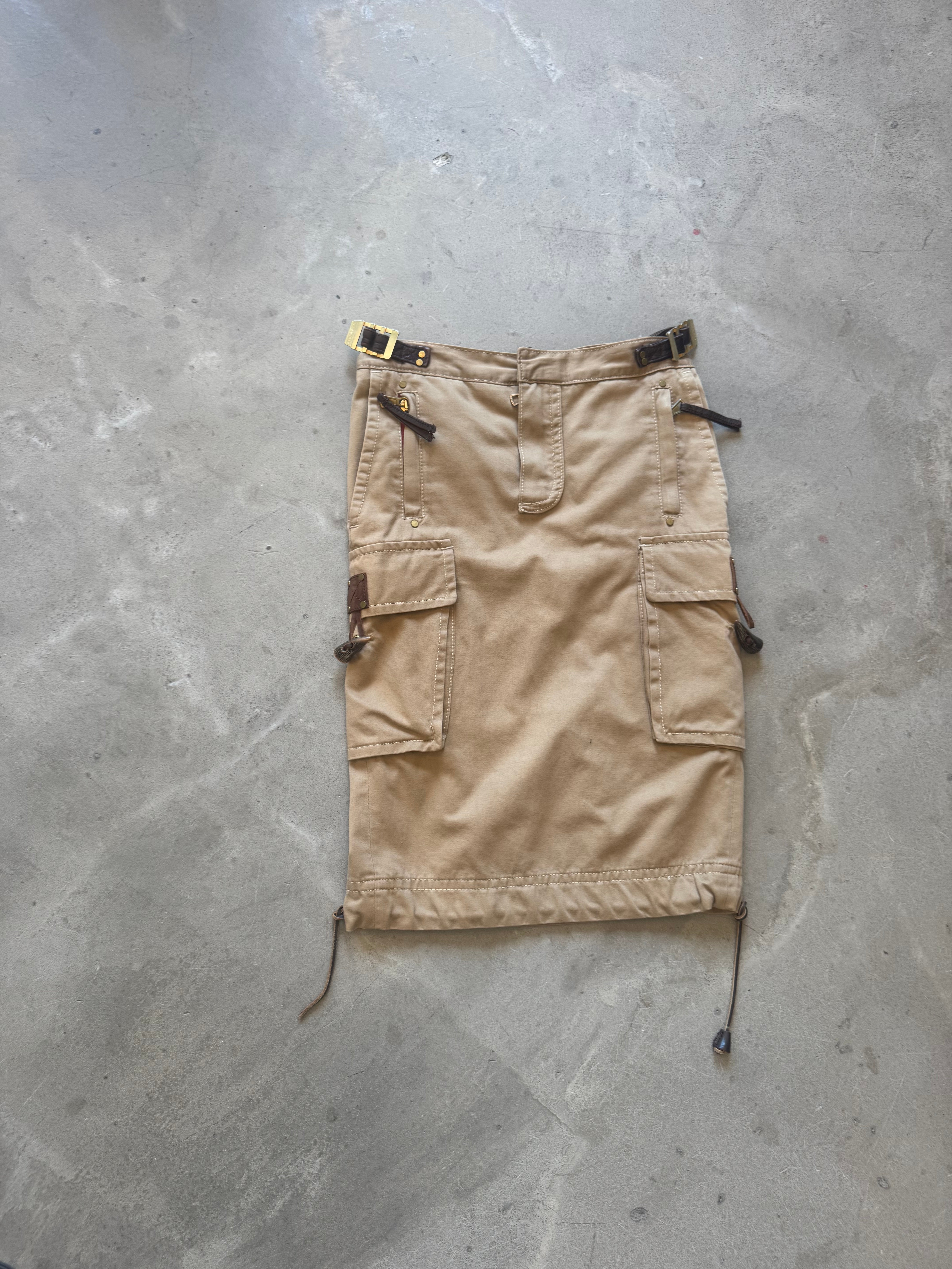 Vintage Runway Utility Skirt with Zips and Bone