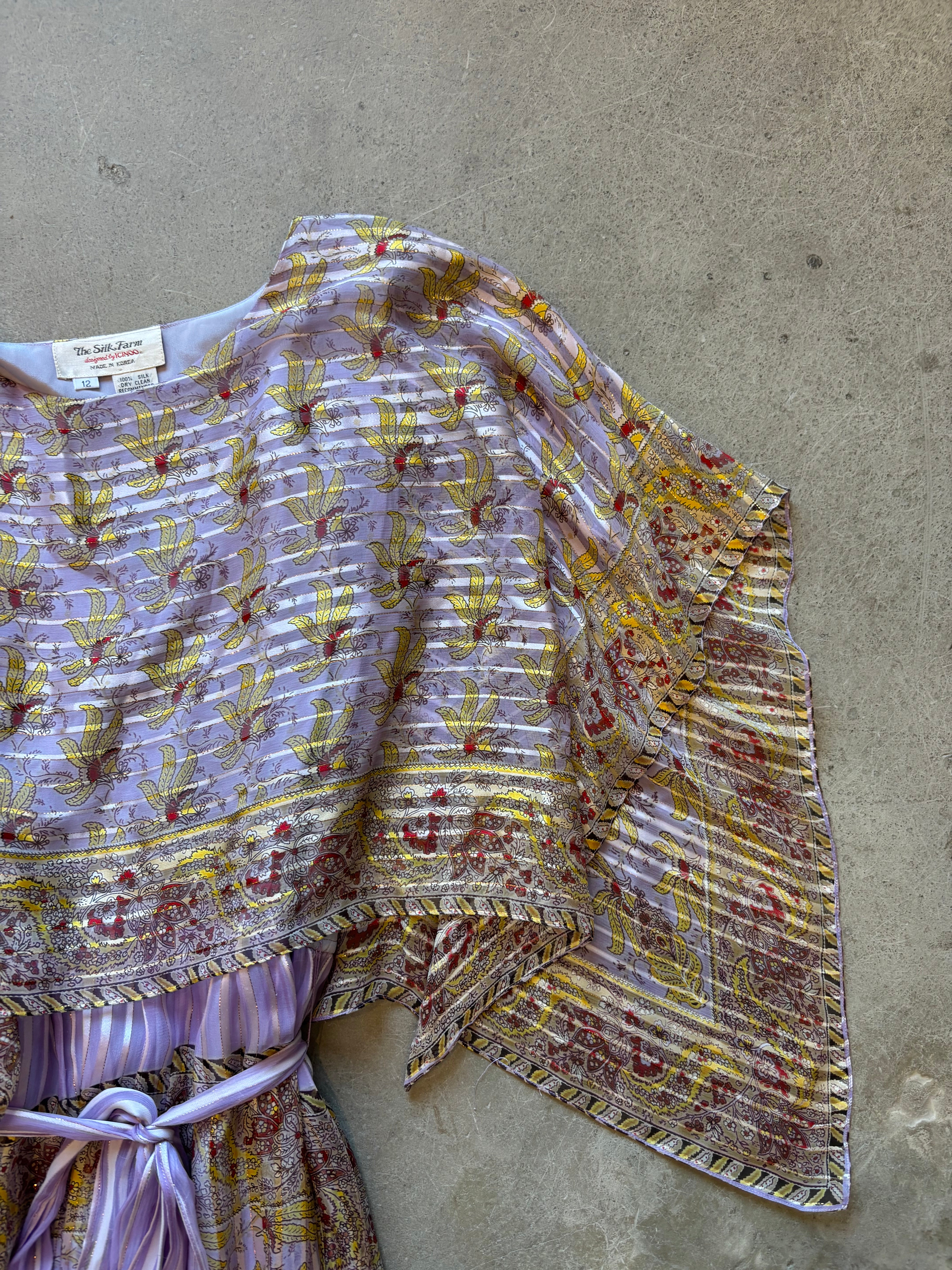 Lavender & Gold Silk Dress