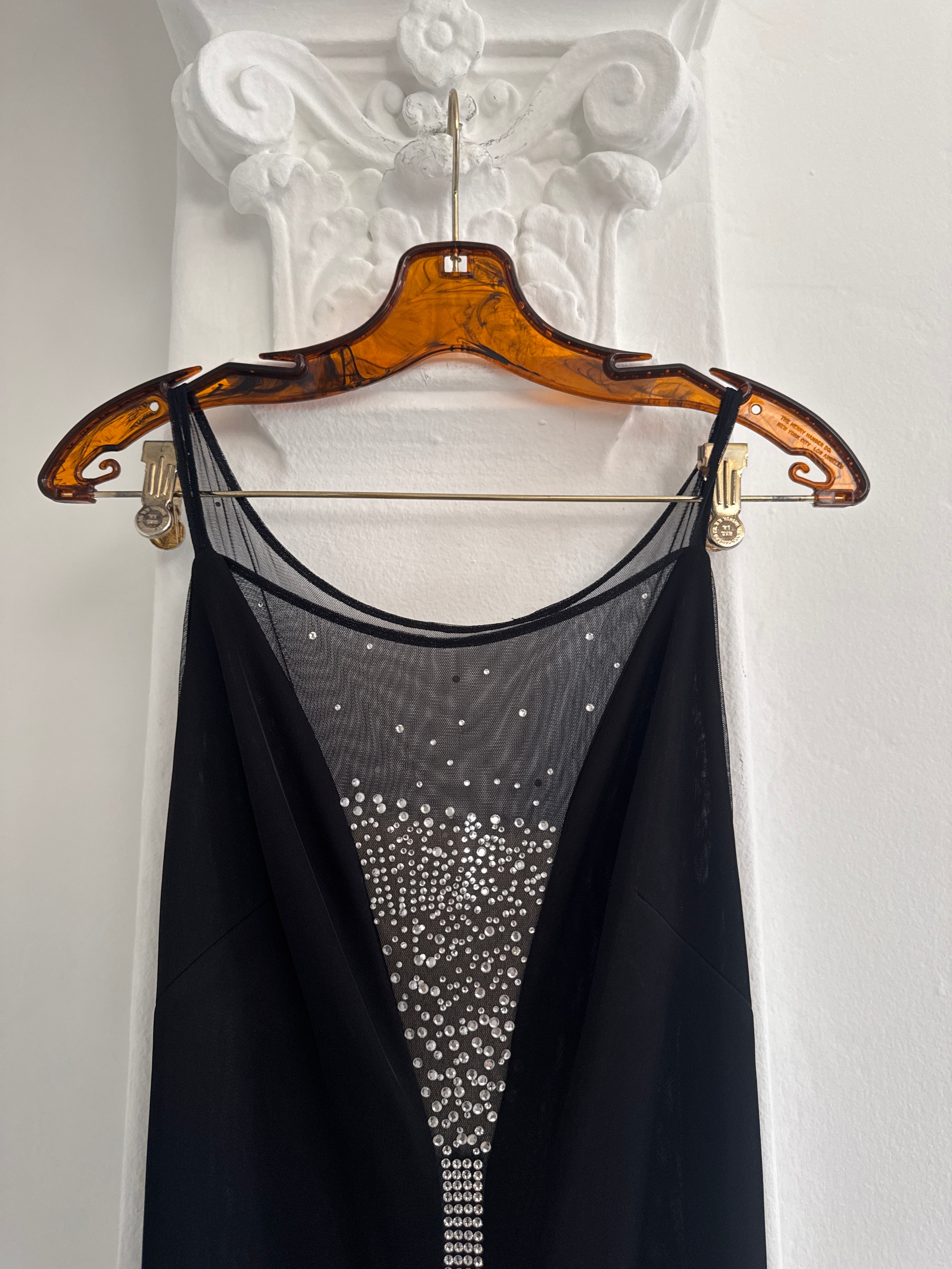 Long Gown with Mesh and rhinestones