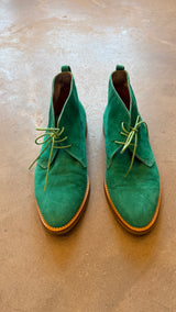Green Suede Lace-Up Boots