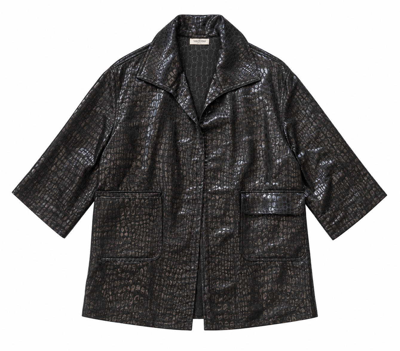 Black Croc Print Coat