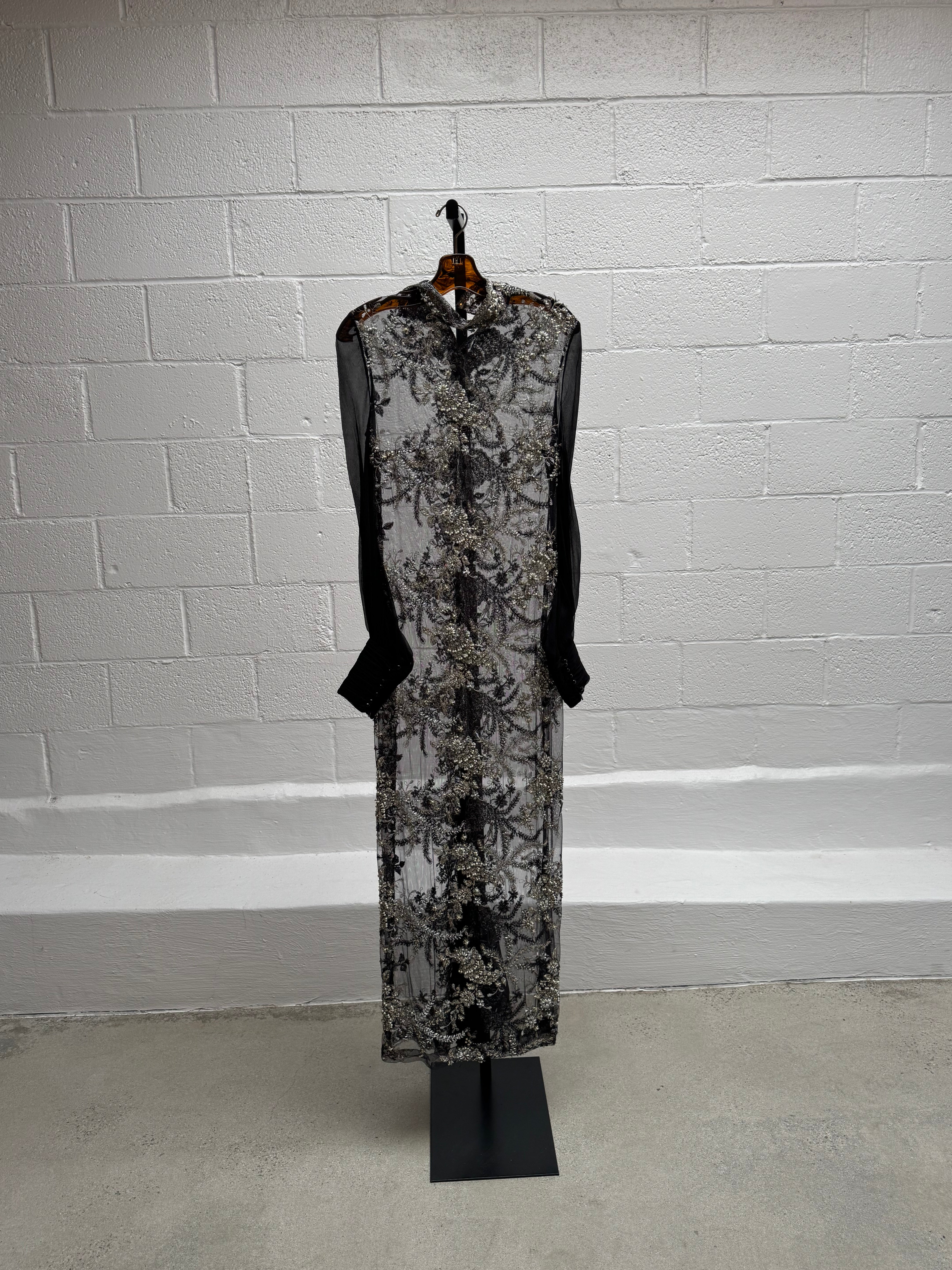 Beaded Net Gown over Black Shell