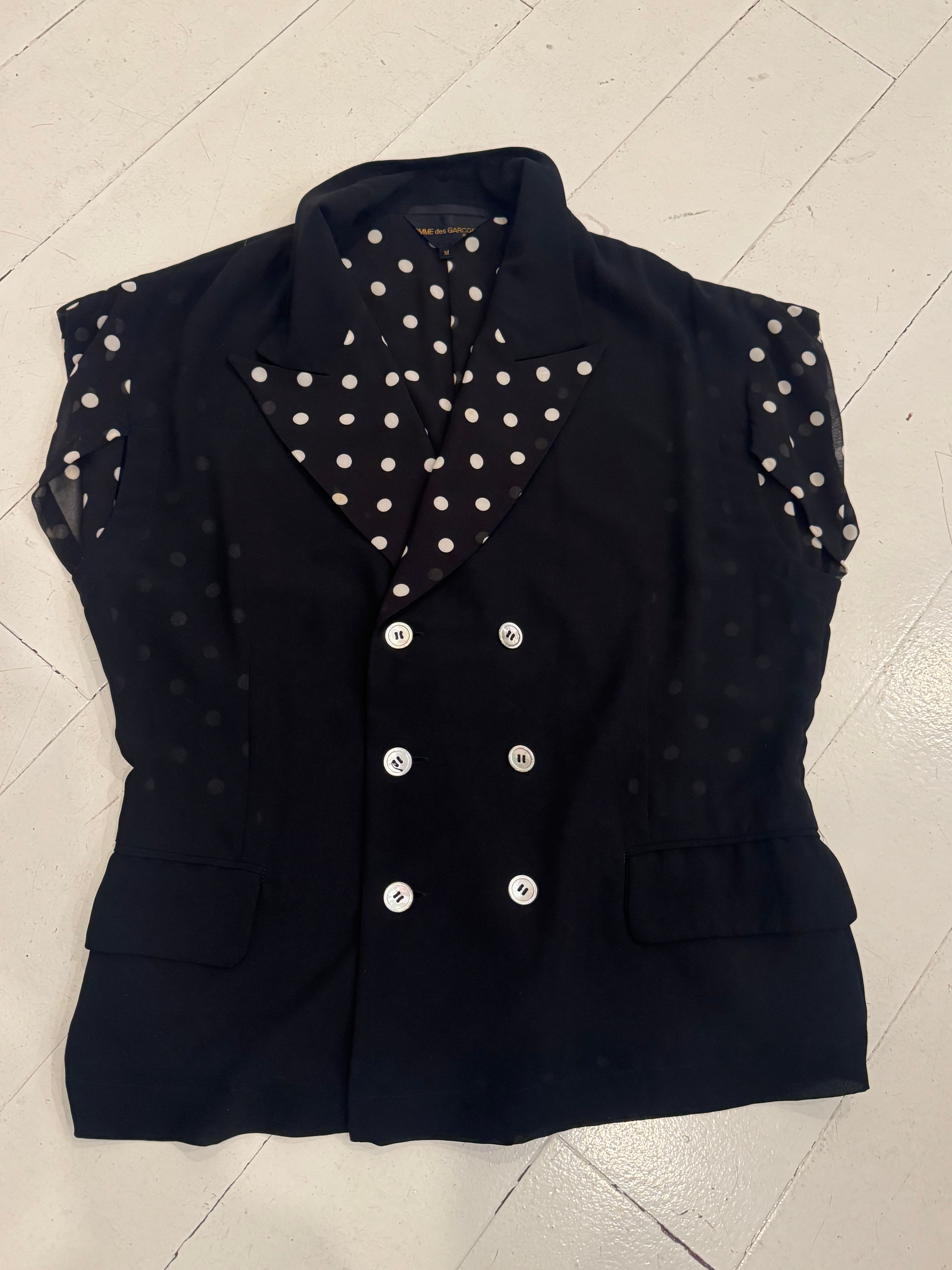Vintage Comme des Garçons Polka Dot Chiffon Vest Blouse c. 1990s