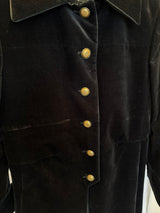 Velvet Long Coat with Gold Buttons