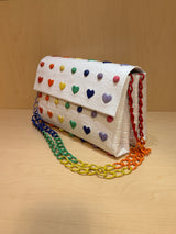 Crocodile Shoulder Bag with hearts