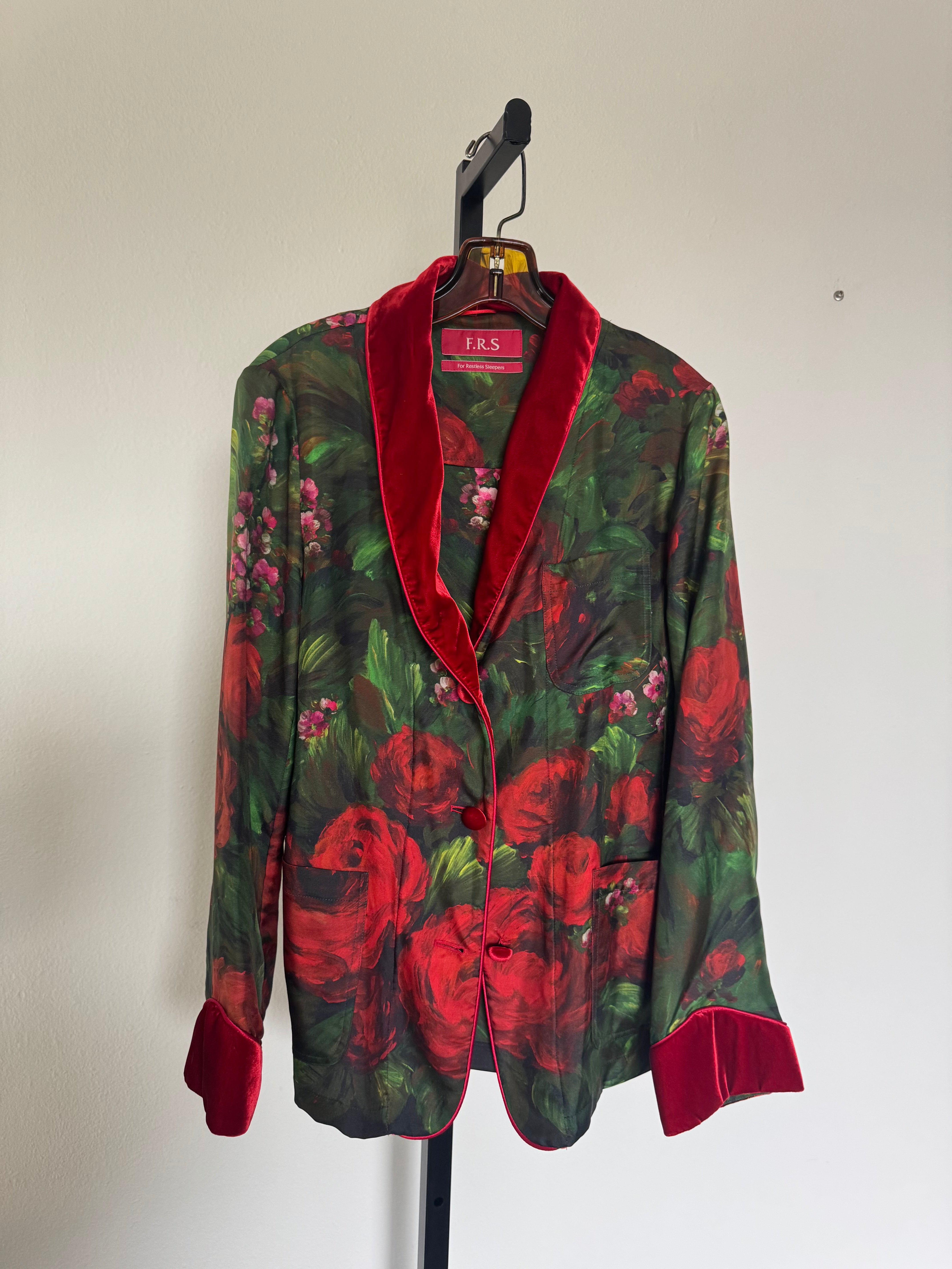 Floral and Velvet Trimmed Suit