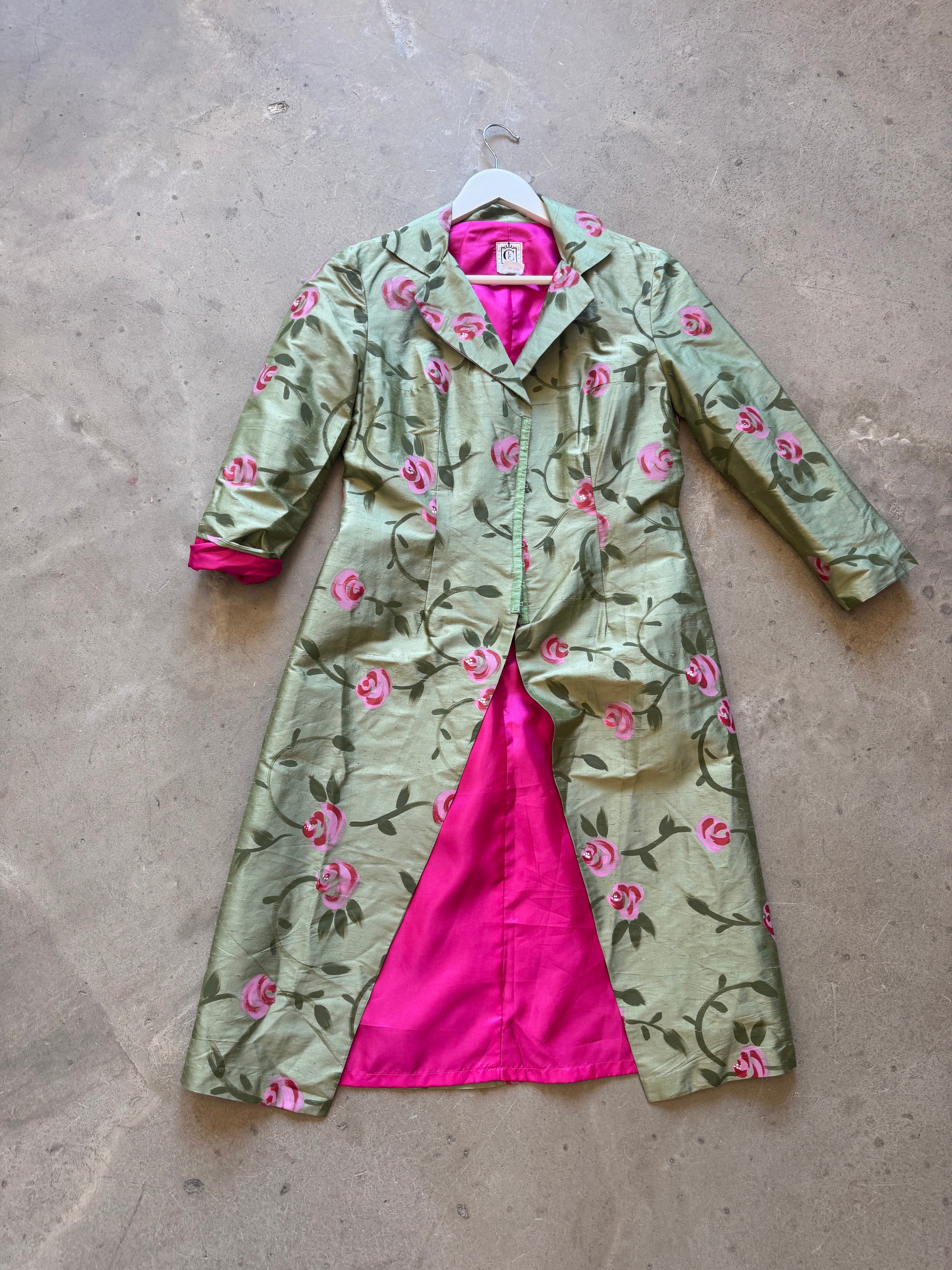 Rose Painted Vintage Silk Jacket