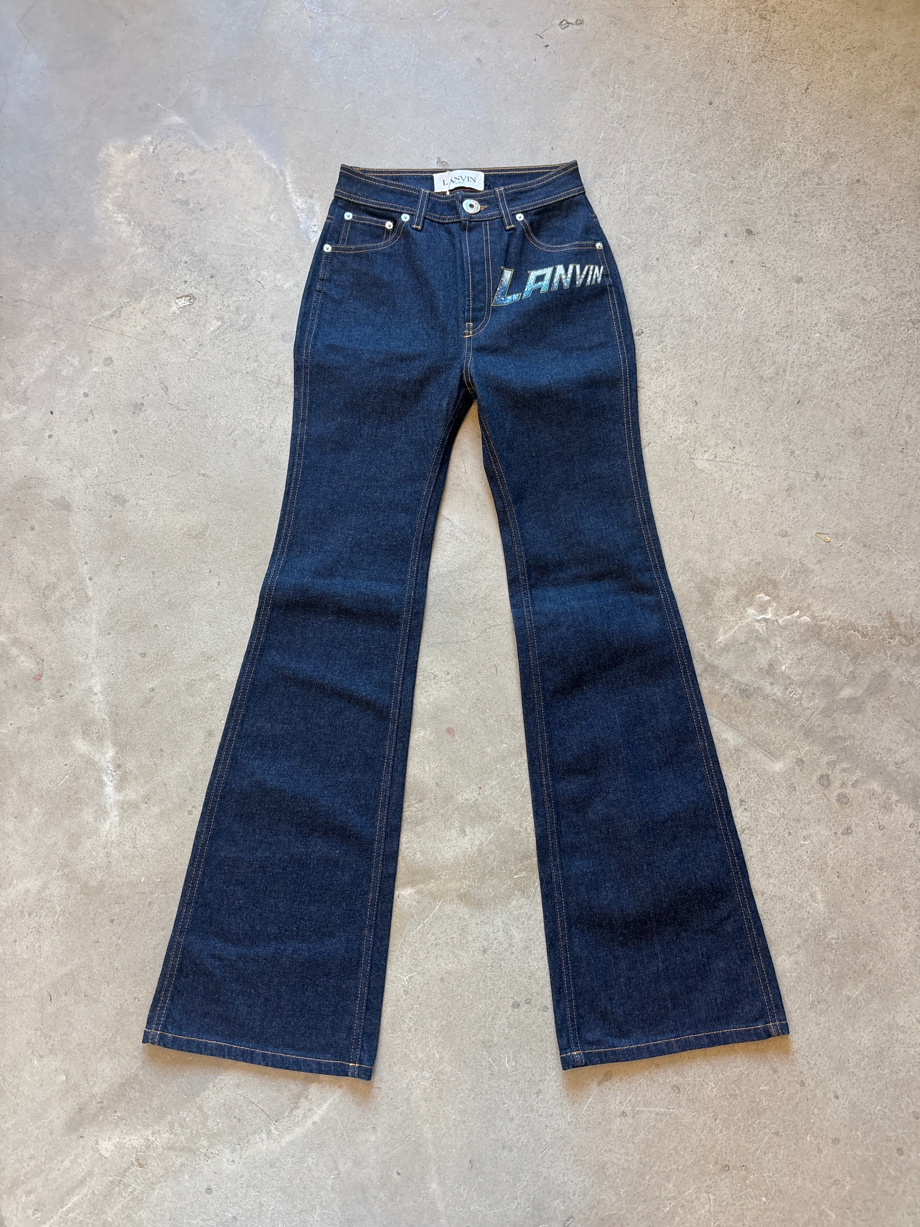 Denim Bell Bottoms with sparkle logo