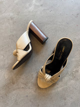 Beige Leather Heels with Knot