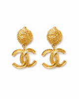1995 Vintage Chanel Gold-Tone CC Clip-On Earrings
