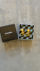 1995 Vintage Chanel Gold-Tone CC Clip-On Earrings
