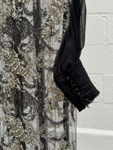 Beaded Net Gown over Black Shell