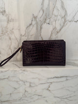 Brown Crocodile Clutch