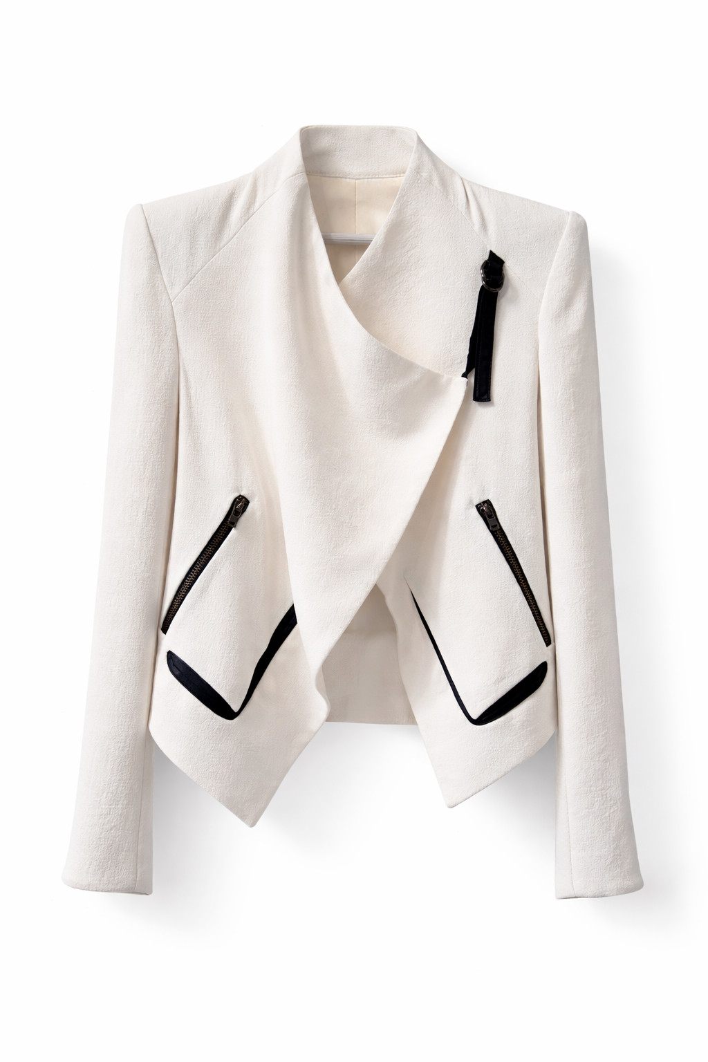 White blazer with black lining