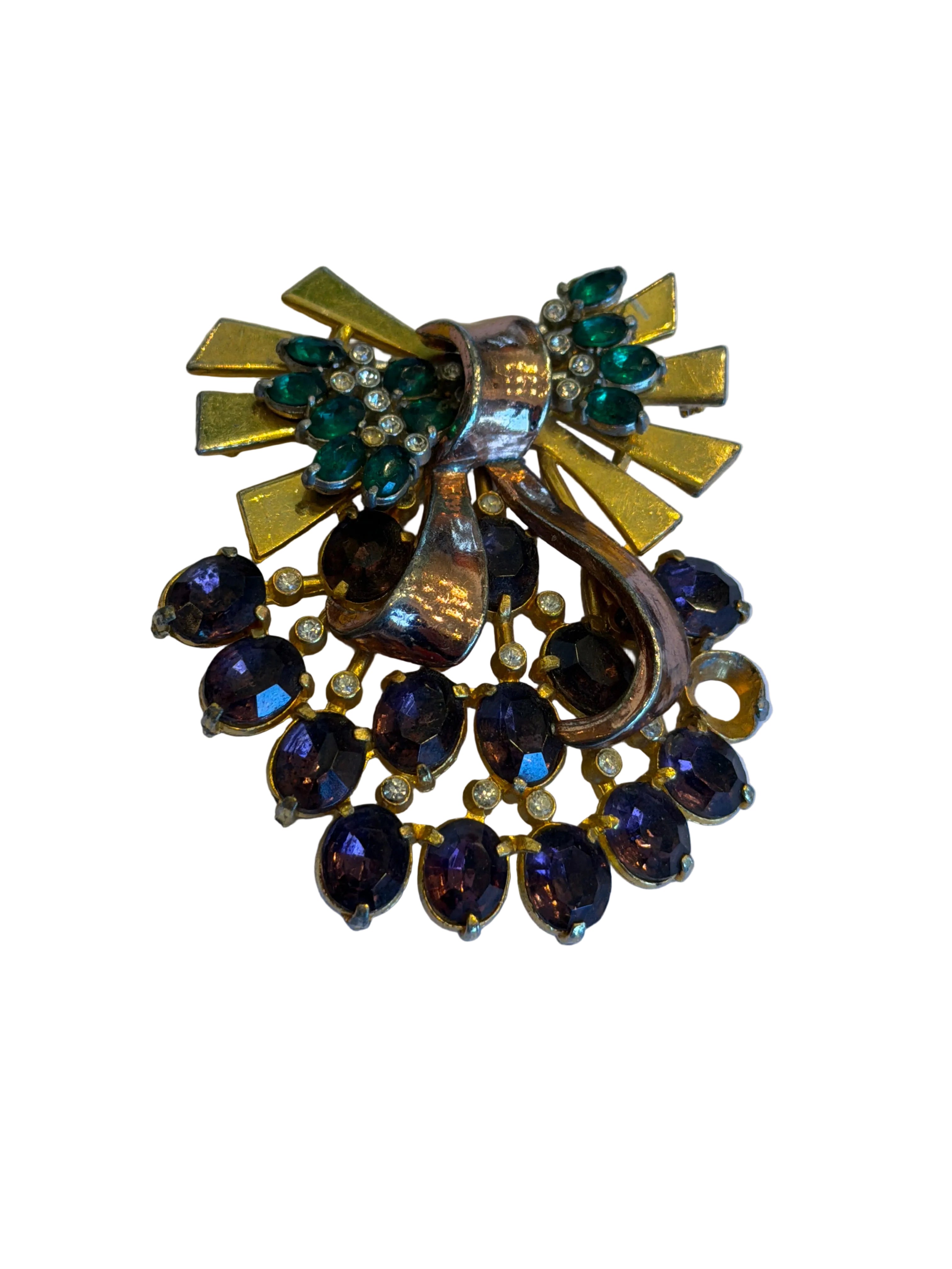 Green and Purple Stone Brooch