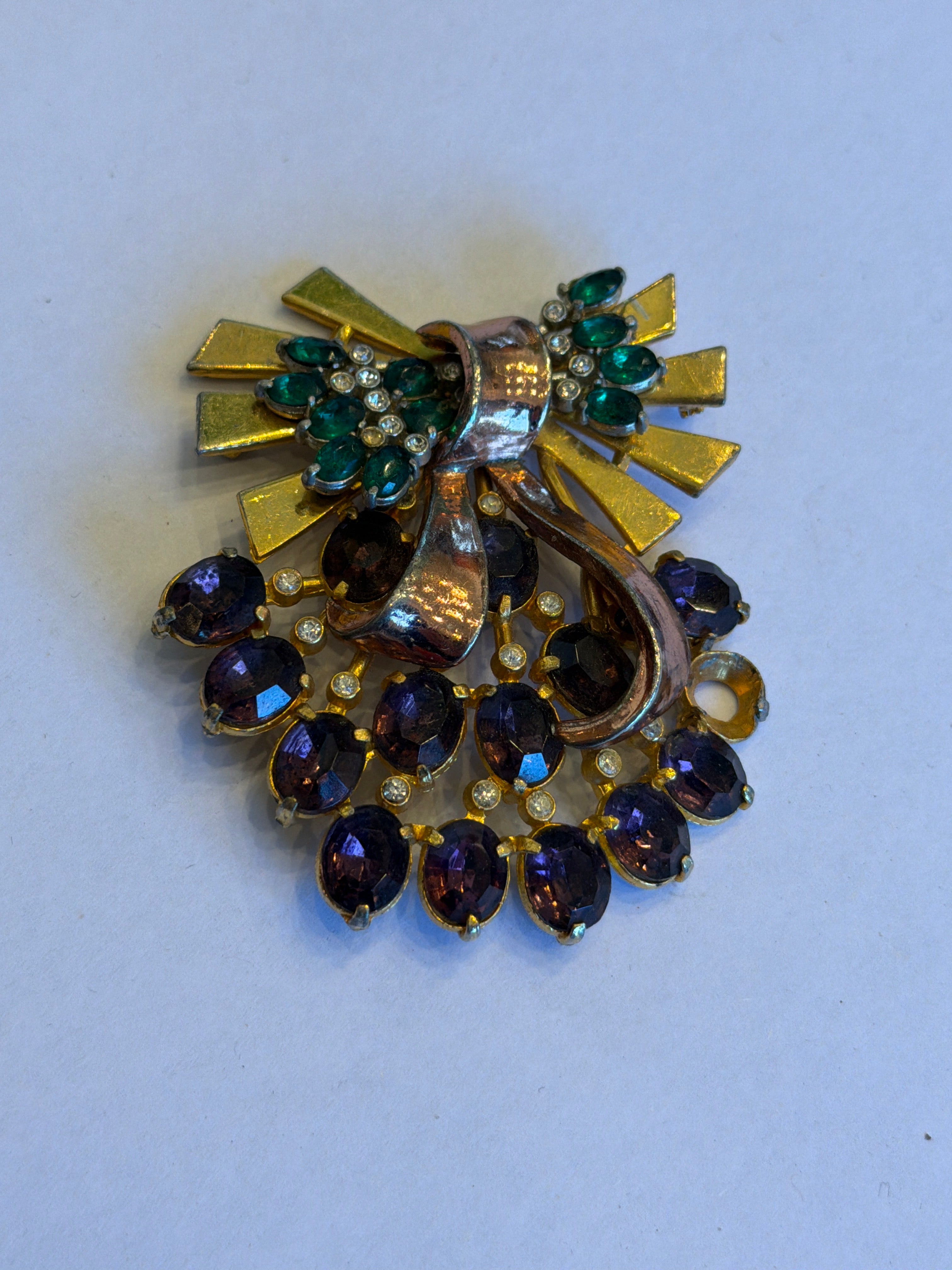 Green and Purple Stone Brooch