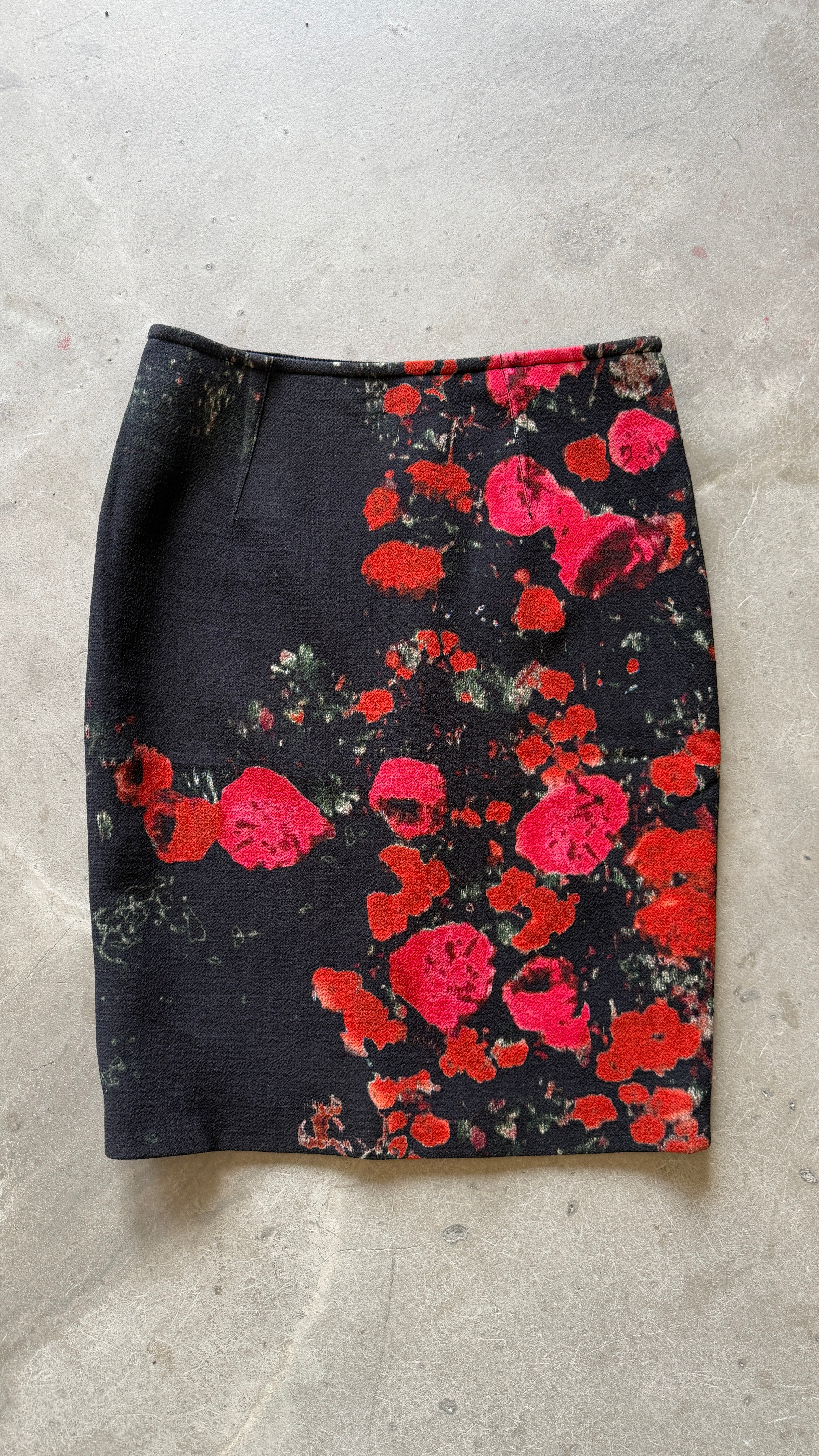 Red Flower Print Skirt