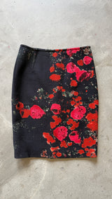Red Flower Print Skirt