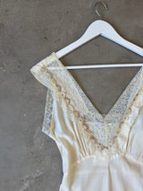 Cream Silk and Lace 1940s Slip