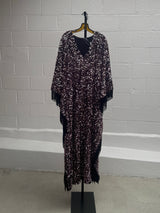 Pink Sequins Kaftan with Fringe