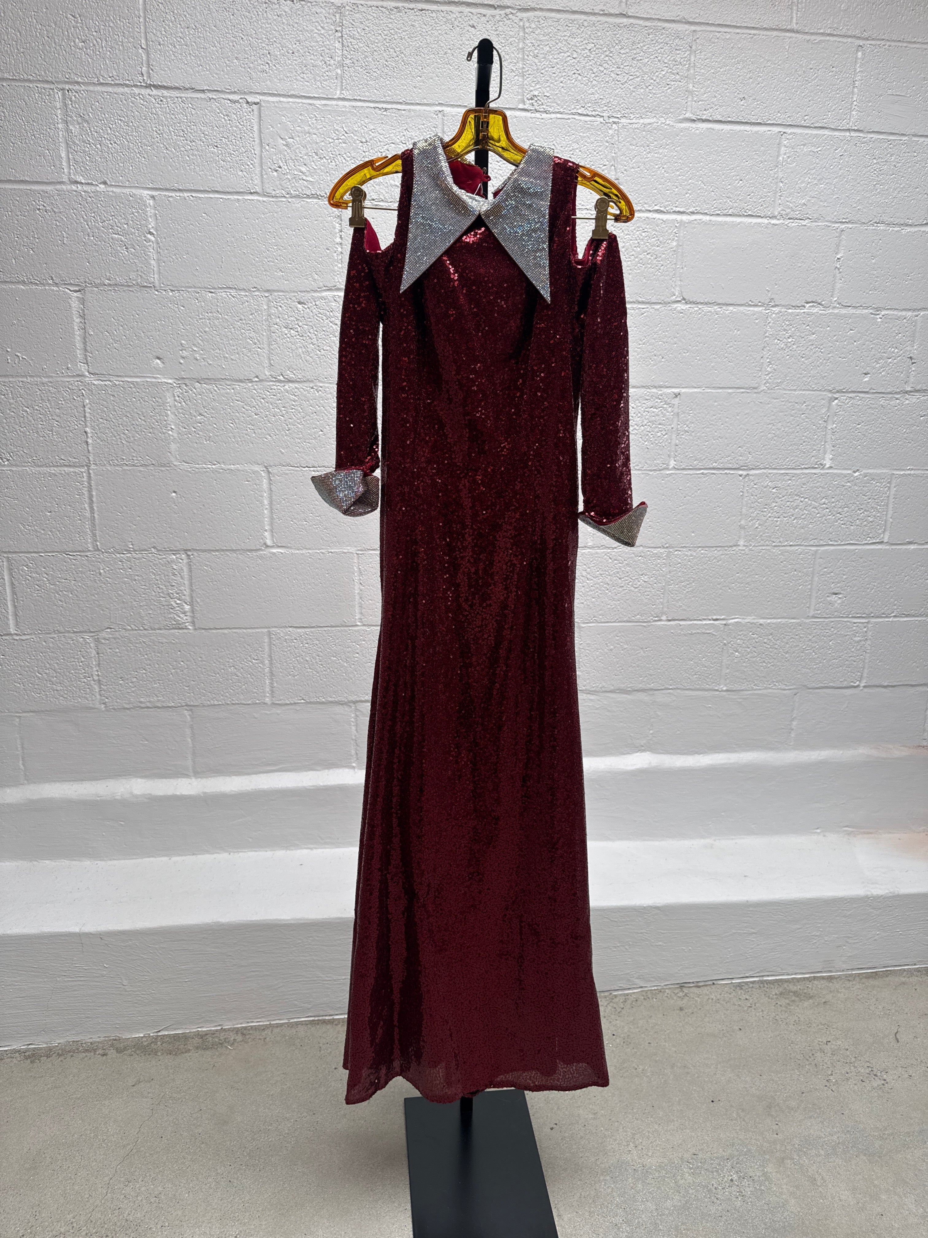 Red Sequins Dress with Diamanté Cuff & Collar