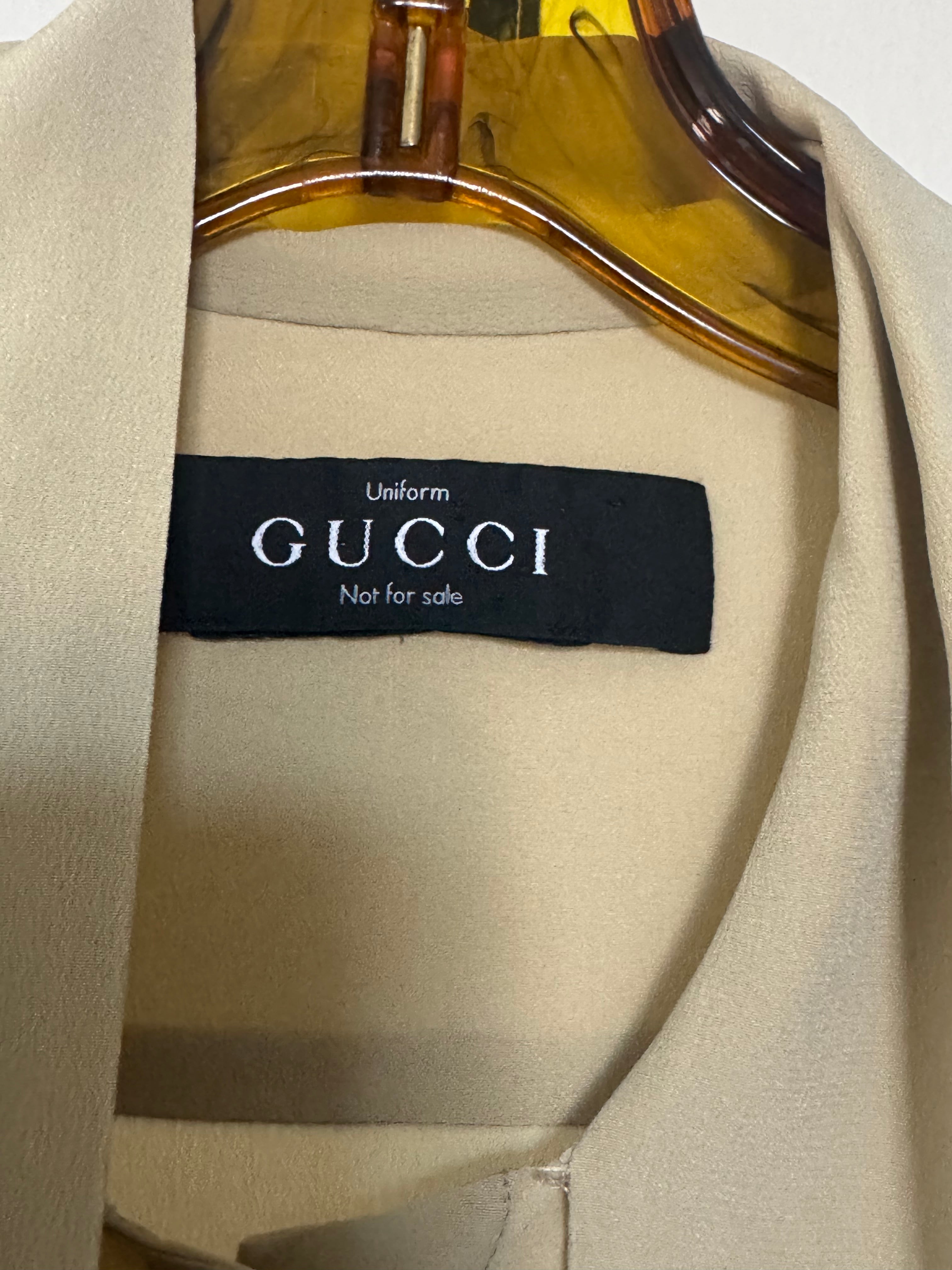 Beige Shirt With Bow Collar