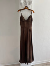 Chocolate Brown Silk Dress with Beaded Bodice